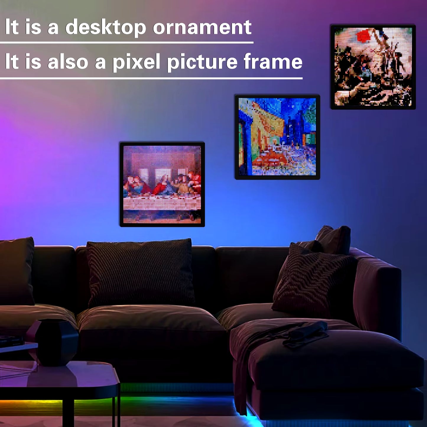 LED Pixel Display 64X64 RGB LED Matrix Panel Programmable Pixel Art Display with Bluetooth APP Control Creative Pixel Screen