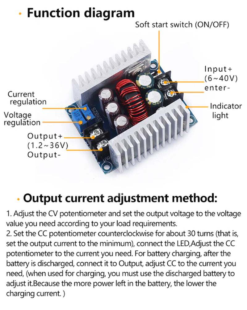 20A 300W Synchronous Buck Module DC Step down Voltage CC Power 5V 12V 24V 36V