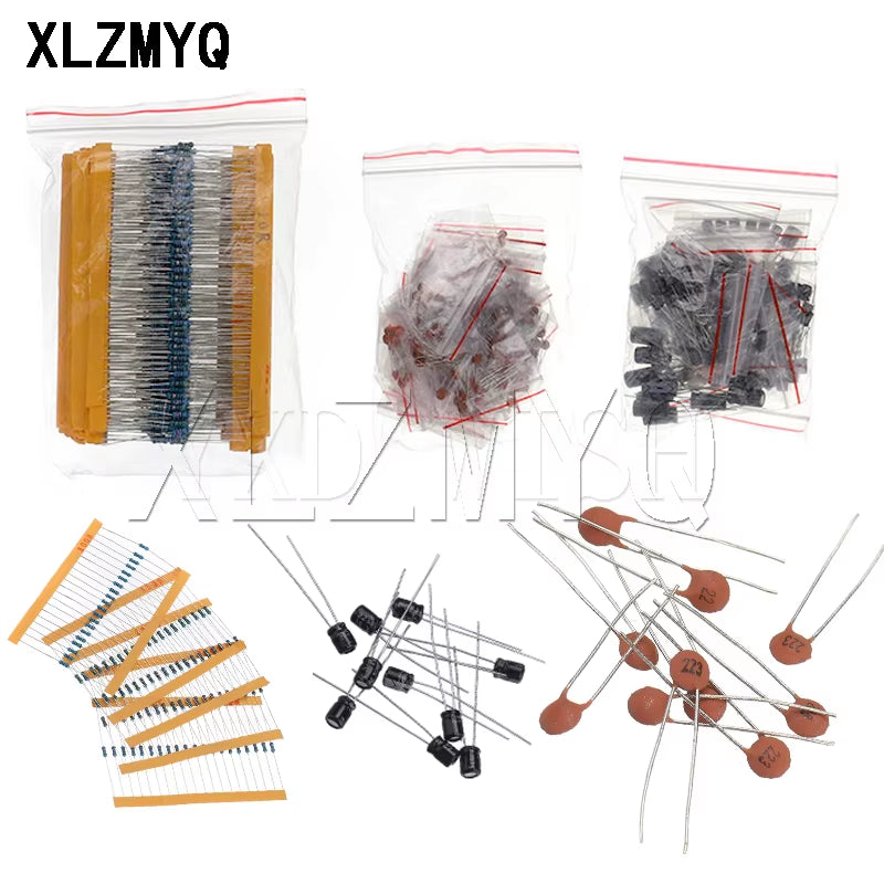 Electronic Components Kits Metal Film Resistor Assortment Kit Led Diodes Electrolytic Capacitor Ceramic Set Transistor Pack Diy