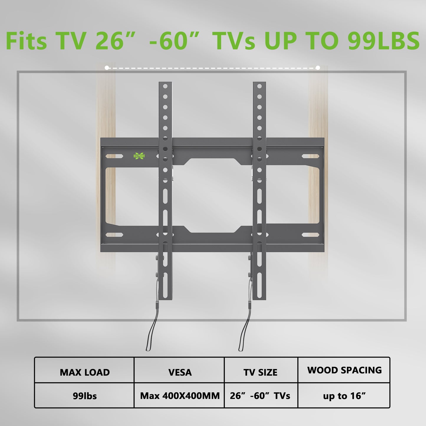 TV Mount Fixed for 26-60 Inch Tvs, TV Wall Mount TV Bracket VESA up to 400X400Mm and 99 LBS Loading Capacity, Low Profile and Space Saving