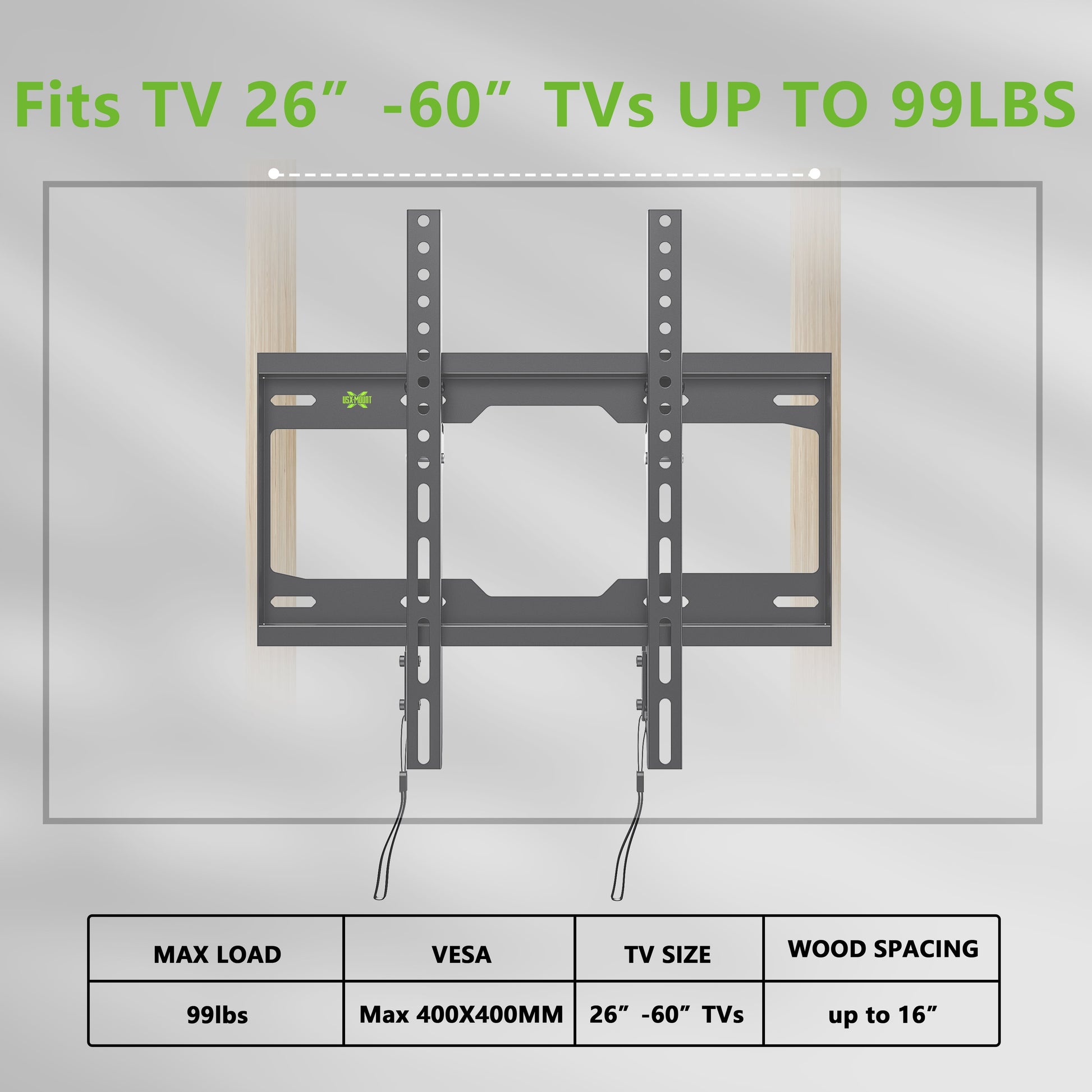 TV Mount Fixed for 26-60 Inch Tvs, TV Wall Mount TV Bracket VESA up to 400X400Mm and 99 LBS Loading Capacity, Low Profile and Space Saving
