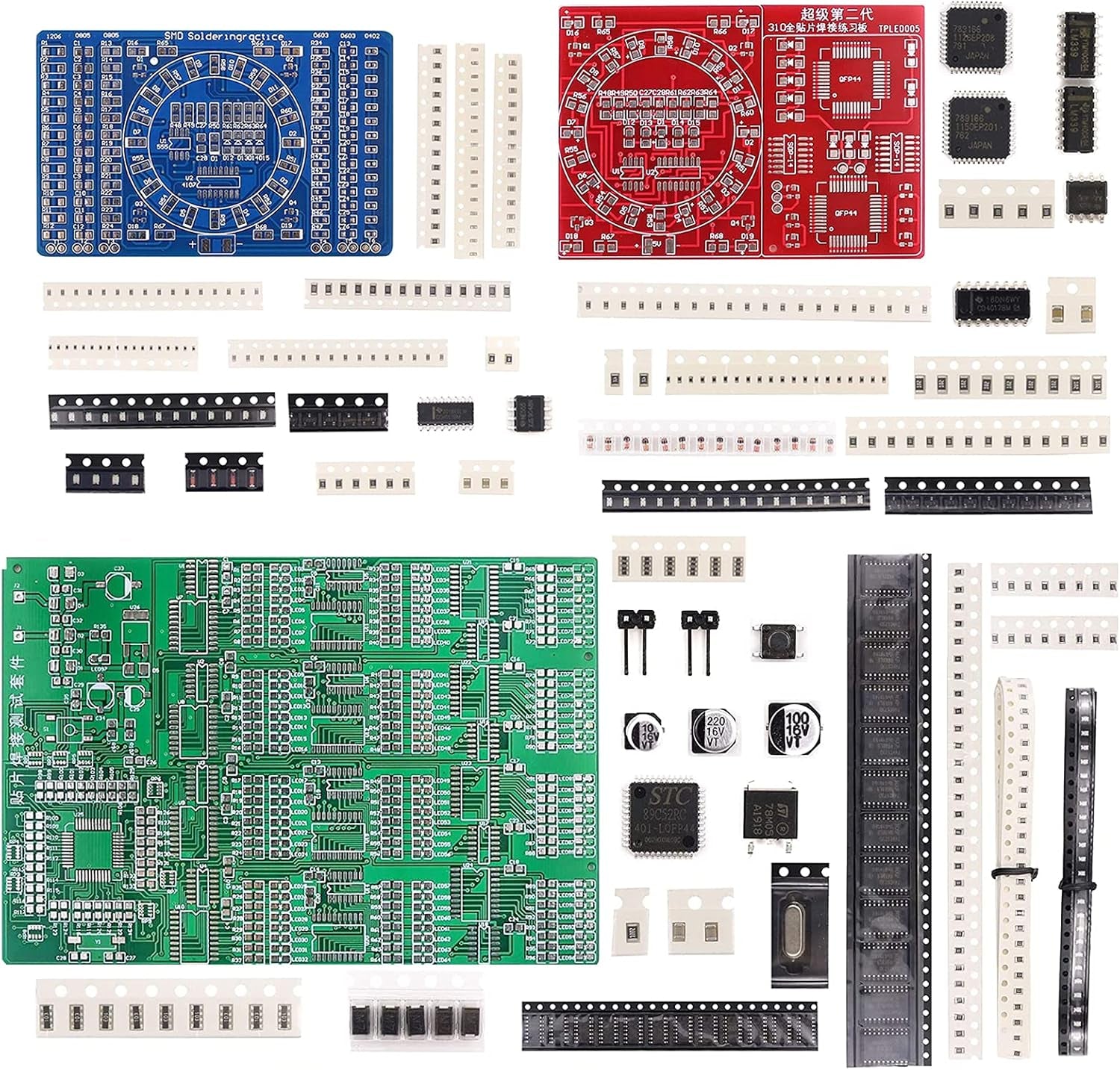 Soldering Practice Kit,3 Kits SMD SMT Weldering Skills Training Board(Soldering-All)