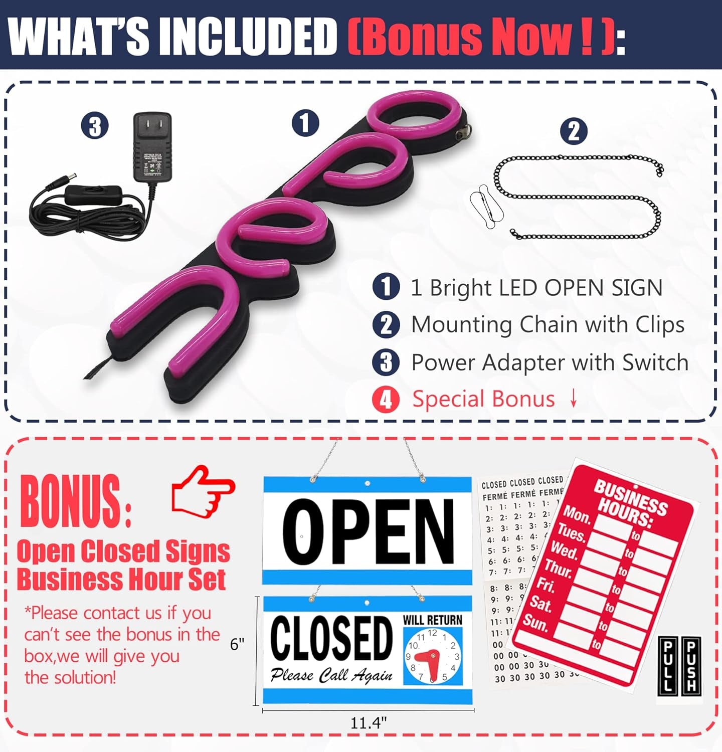 Open Signs for Business,Led Neon Open Sign,16X6 Inch Lighted Sign for Restaurants Offices Retail Shops Window Storefronts,12V/1A Power Supply,With ON/OFF Switch (Vertical Rose Red)