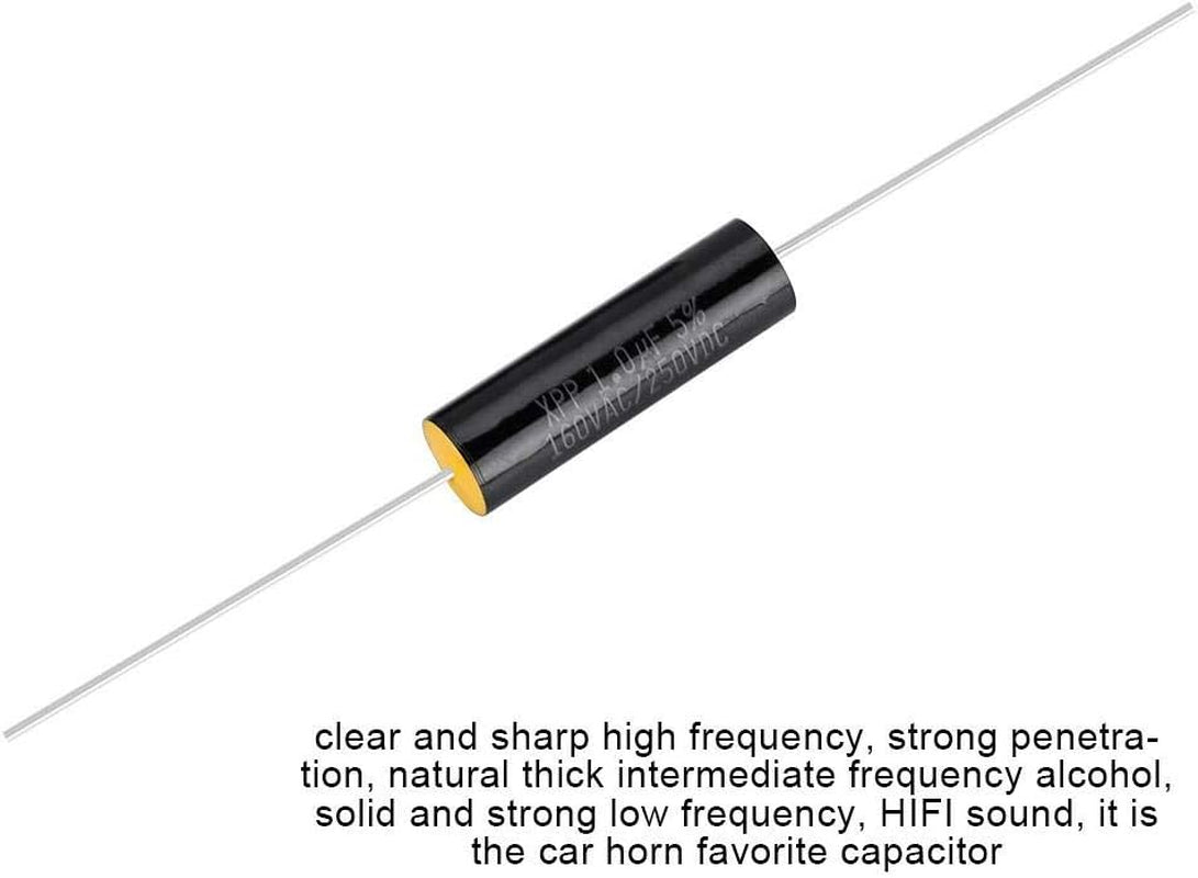 2PCS Capacitor Frequency Divider Capacitance Audio Speaker Capacitor with Pure Copper Wire Pins(1Uf)