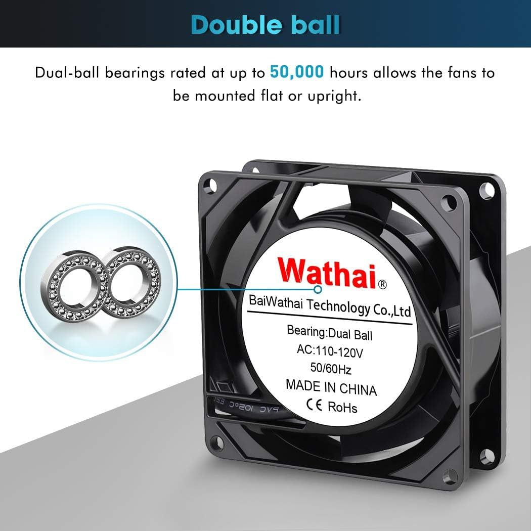 AC Axial Fan 110V 120V 80Mm X 25Mm Ventilation Exhaust Fan with AC Plug, for DIY Cooling Projects