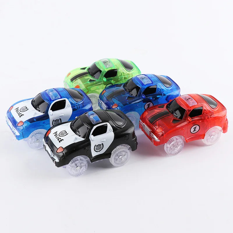 5.4Cm Magical Electronics LED Car Toys with Flashing Lights Educational Toys Electronics Glow Car Lights Glowing Racing Toy