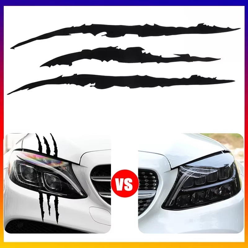 2PCS Car Headlights Monster Claw Sticker Decorative Dinosaur Raptor Claw Scratch Car Sticker Car Headlights Sticker.