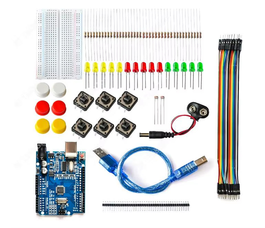 DIY Electronic Starter Kit for UNO R3 12-In-1 Programmable Engineering Coding Education STEAM Arduino Circuit Board Electronics