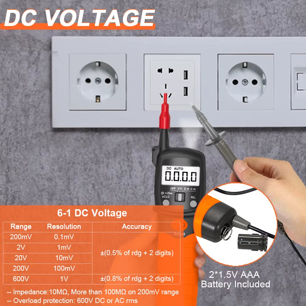 Portable Handheld Pen Multimeter, Measures Resistance, AC Voltage, DC Voltage & Diodes, BT-38B with Buzzer Alarm Function Remind