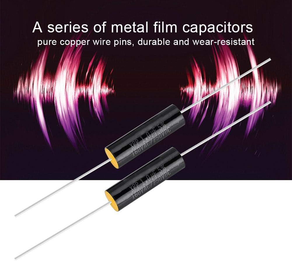 2PCS Capacitor Frequency Divider Capacitance Audio Speaker Capacitor with Pure Copper Wire Pins(1Uf)