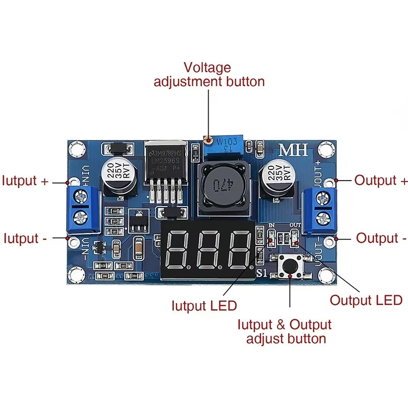 Adjustable Power Module LM2596S DC-DC Buck Regulator Converter Decompression Regulator 24V 12V to 5V 2A