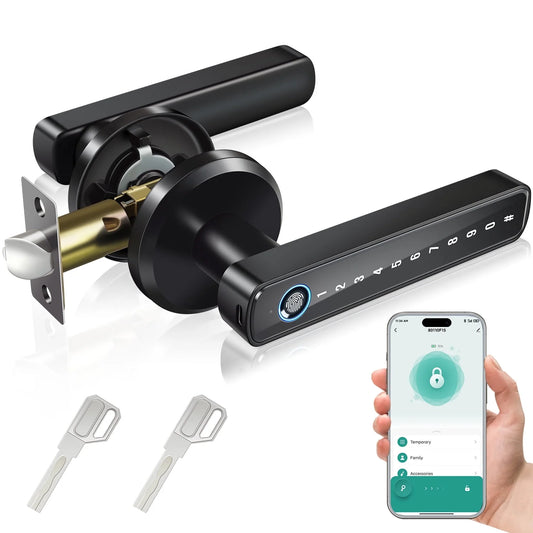 Smart Fingerprint Door Lock: Fingerprint Door Knob, Biometric 4-In-1 Finger Print Door Lock, Thumb Print Door Knob for Bedroom Home Hotel Office Apartment