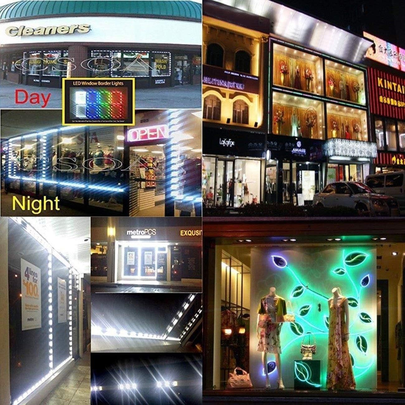 LED Storefront Lights for Business Waterproof Decorative Light for Advertising Letter Signs 4 Set 5050 SMD Window Strip 40Ft 80 Pieces LED Module Lights