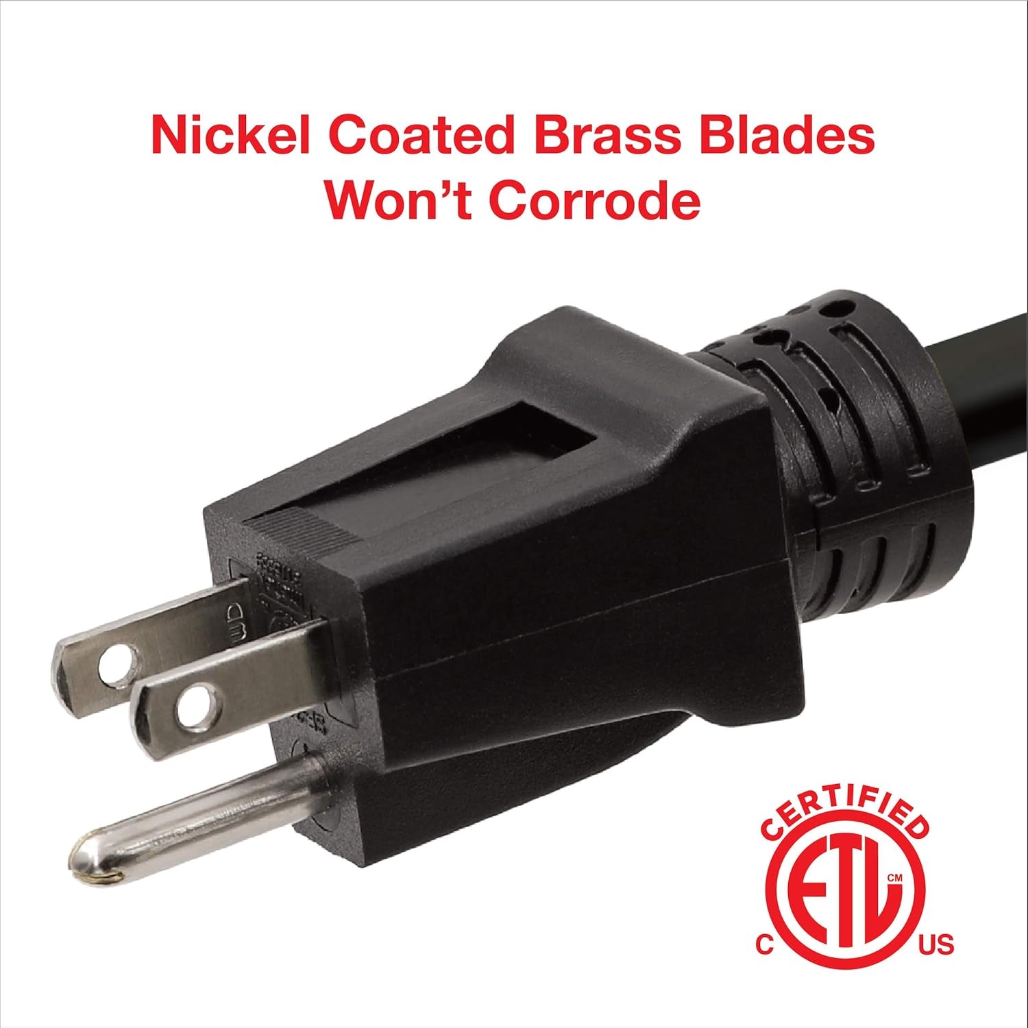 8 Ft Indoor/Outdoor Extension Cord 16/3 SJTW, Black, Water & Weather Resistant, Flame Retardant, 3 Prong Grounded Plug, CP10122