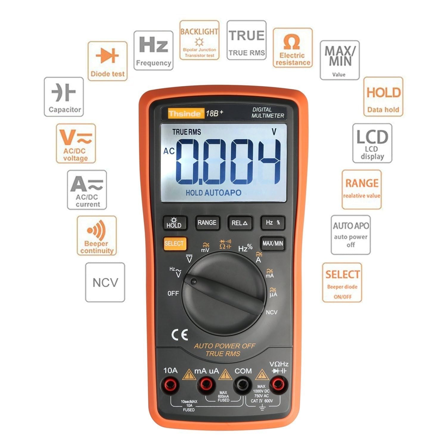 Digital Multimeter Meter Amp Ohm Voltmeter Autorange Tester AC DC Current