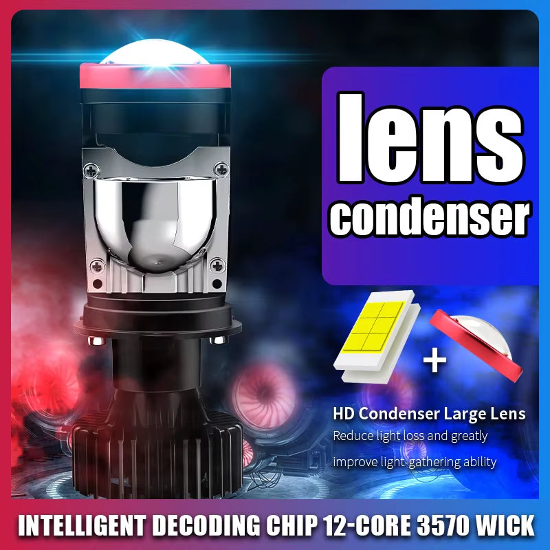 2Pcs H4 Lenses LED Lamp H4 Led Canbus H4 LED Headlights H4 Mini Projector Led for Motorcycle Headlight H4 Led Car Headlight Bulb