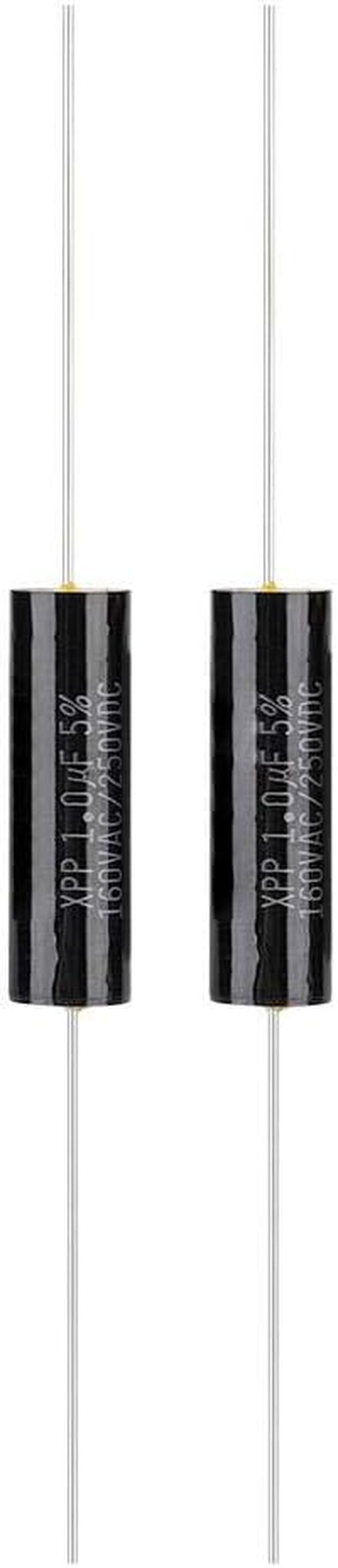 2PCS Capacitor Frequency Divider Capacitance Audio Speaker Capacitor with Pure Copper Wire Pins(1Uf)