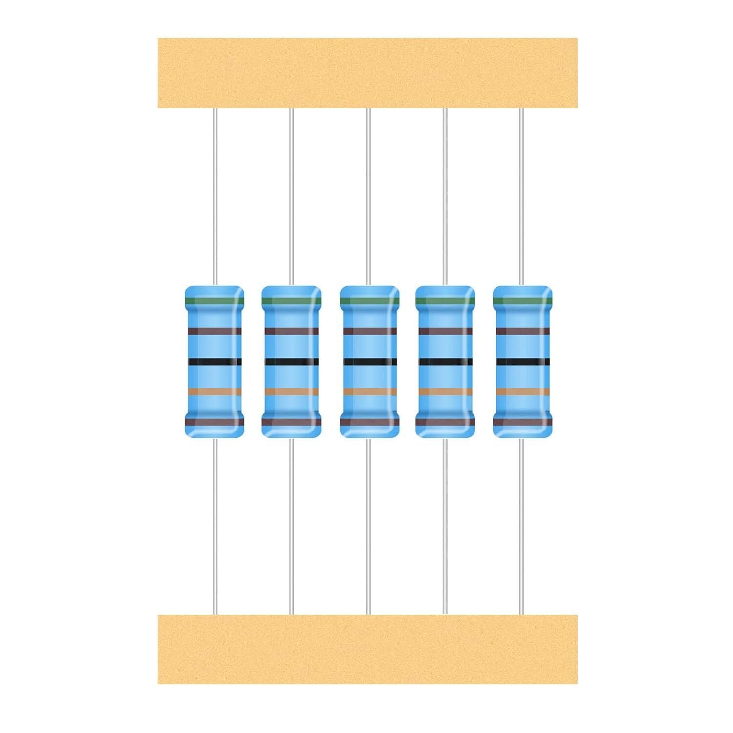 25 Values 2W Metal Film Resistor Kit from 1 Ohm to 1M Ohm 2 Watt 1% Resistors