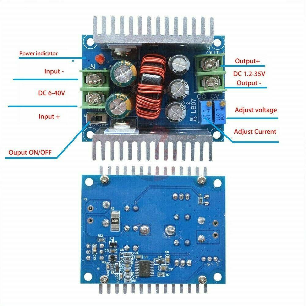 DC-DC Converter 20A300W Step down Buck-Boost Power Adjustable Charger Board Tool