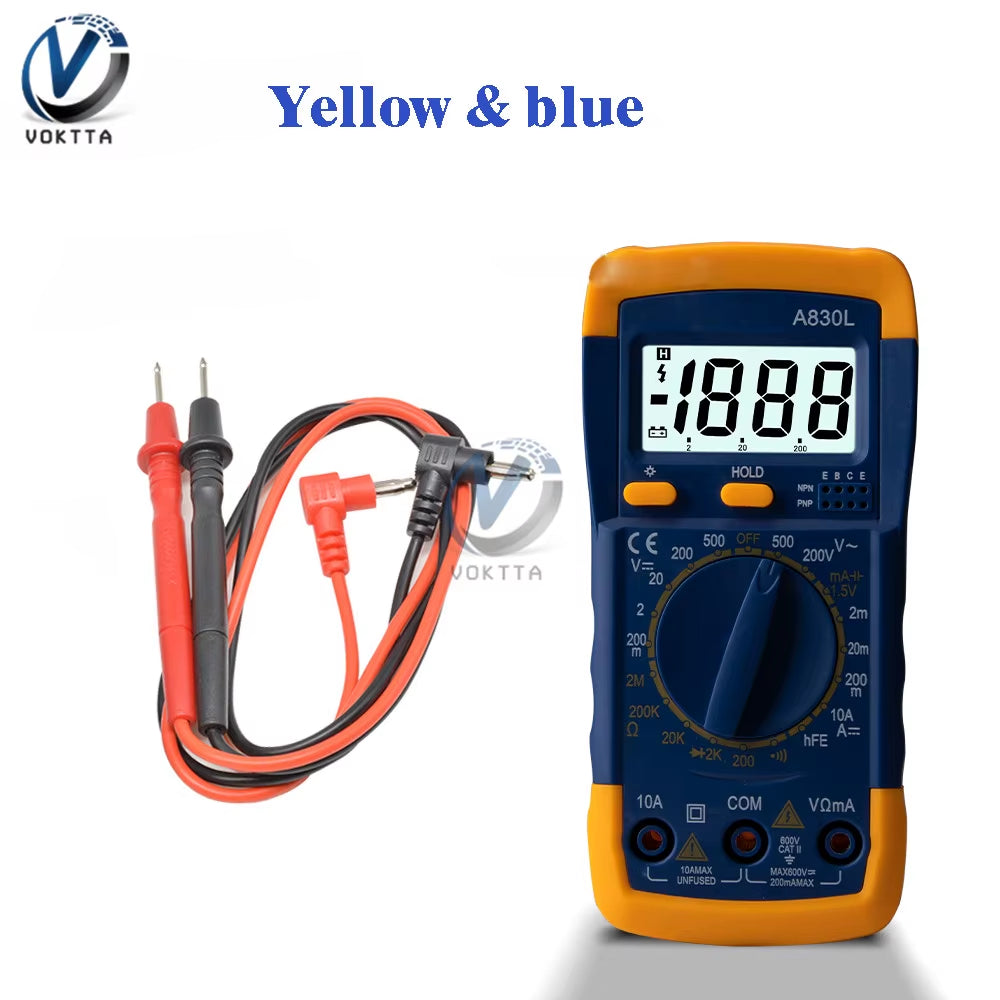 A830L Digital Display LCD Multimeter Portable Handheld AC DC Voltage Diode Freguency Multitester Voltmeter Ammeter Tester Tools