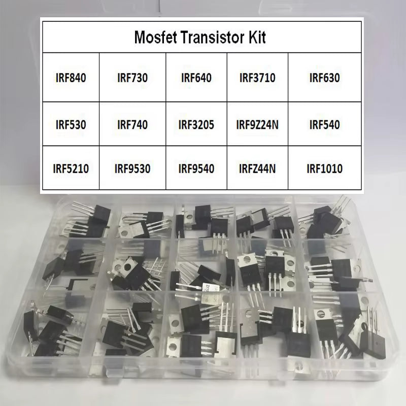 75Pcs/Box 15Values Field Effect Transistor Kit IRF3205 IRF640 IRF740 IRF840 IRF530 IRF630 IRF1010 IRFZ44 IRF9540 IRF730 IRF9Z24