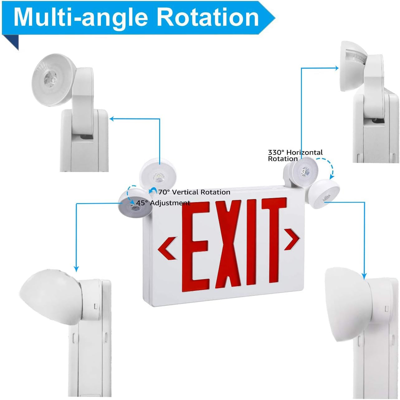 4 PACK LED Exit Sign Battery Backup&Exit Sign with Emergency Lights-Fire Exit Sign with Emergency Lights, Hardwired Exit Sign,Double Side Exit Signs with Emergency Lighting for Home