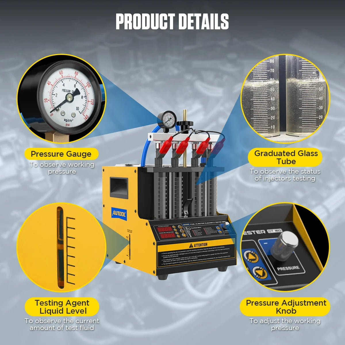 CT160 Automotive Injector Nozzle Cleaning Machine Fuel Injector Tester Heated Cleaning Machine Injectors Machine Clean