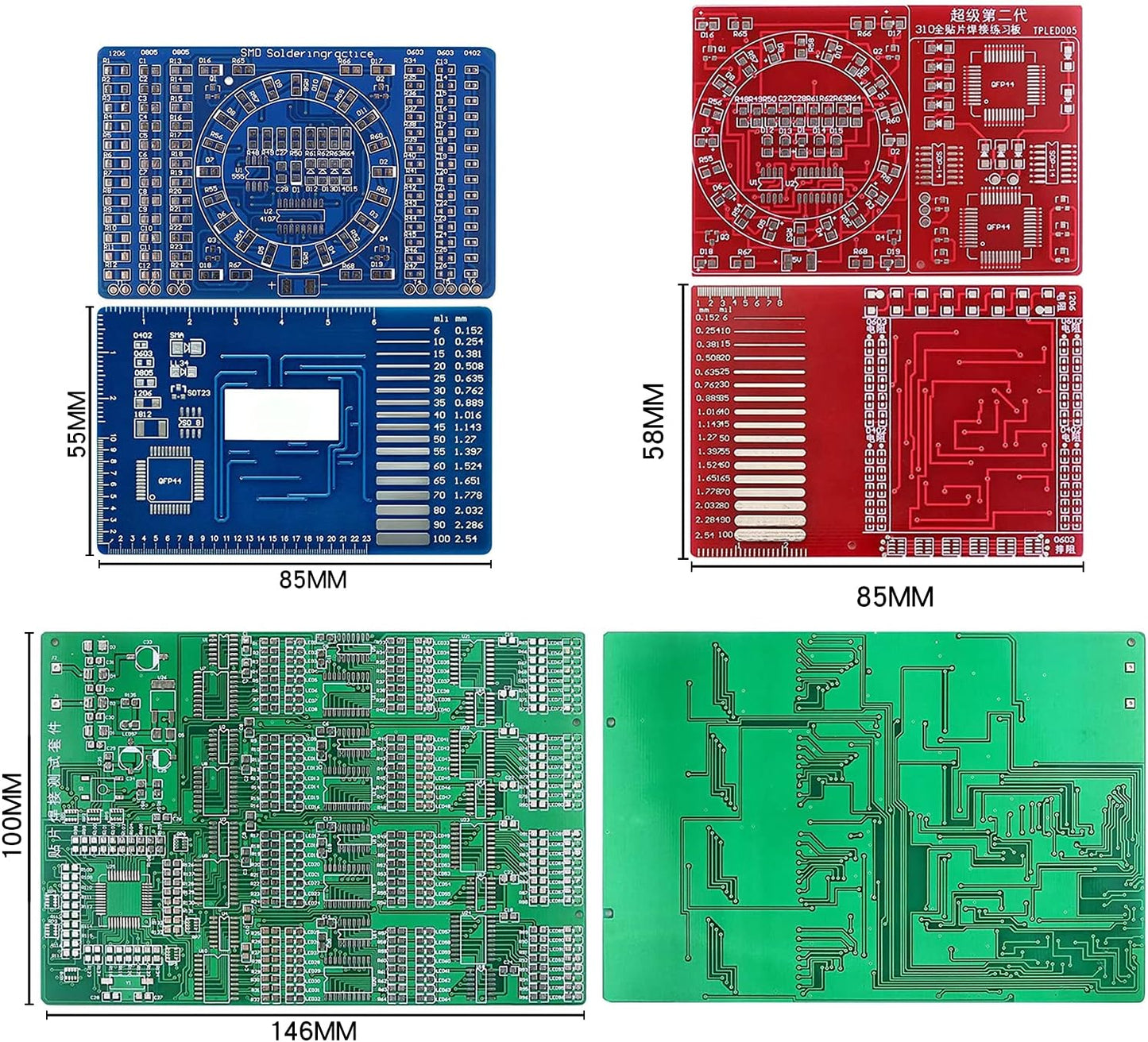 Soldering Practice Kit,3 Kits SMD SMT Weldering Skills Training Board(Soldering-All)