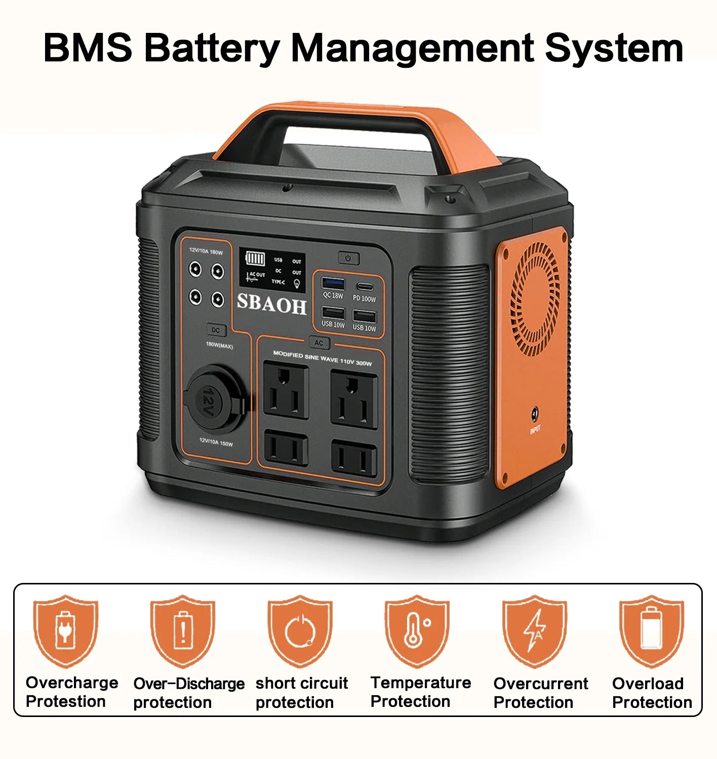 Portable Power Station P302,296Wh Lithium Battery Generator Solar with 300W AC Outlets for Outdoor Camping RV Home