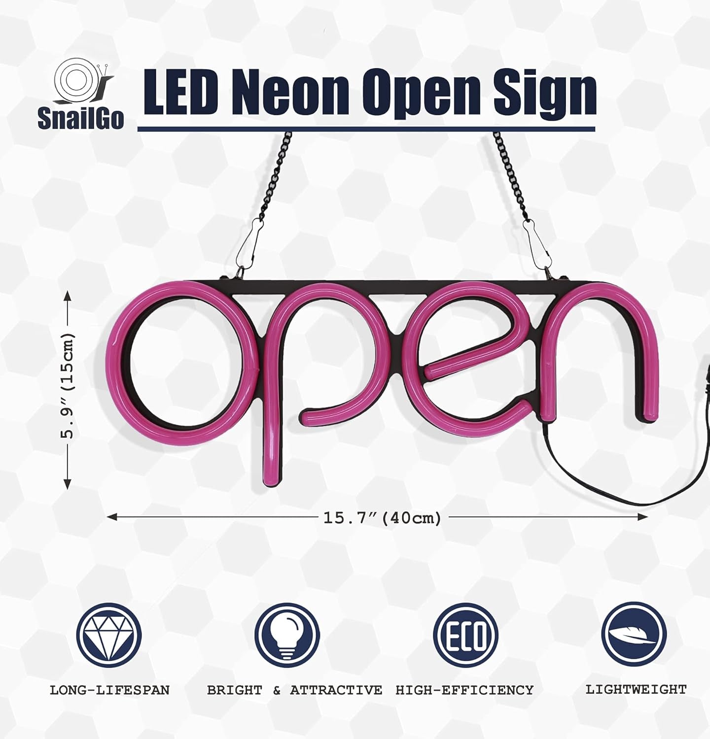 Open Signs for Business,Led Neon Open Sign,16X6 Inch Lighted Sign for Restaurants Offices Retail Shops Window Storefronts,12V/1A Power Supply,With ON/OFF Switch (Horizontal Rose Red)