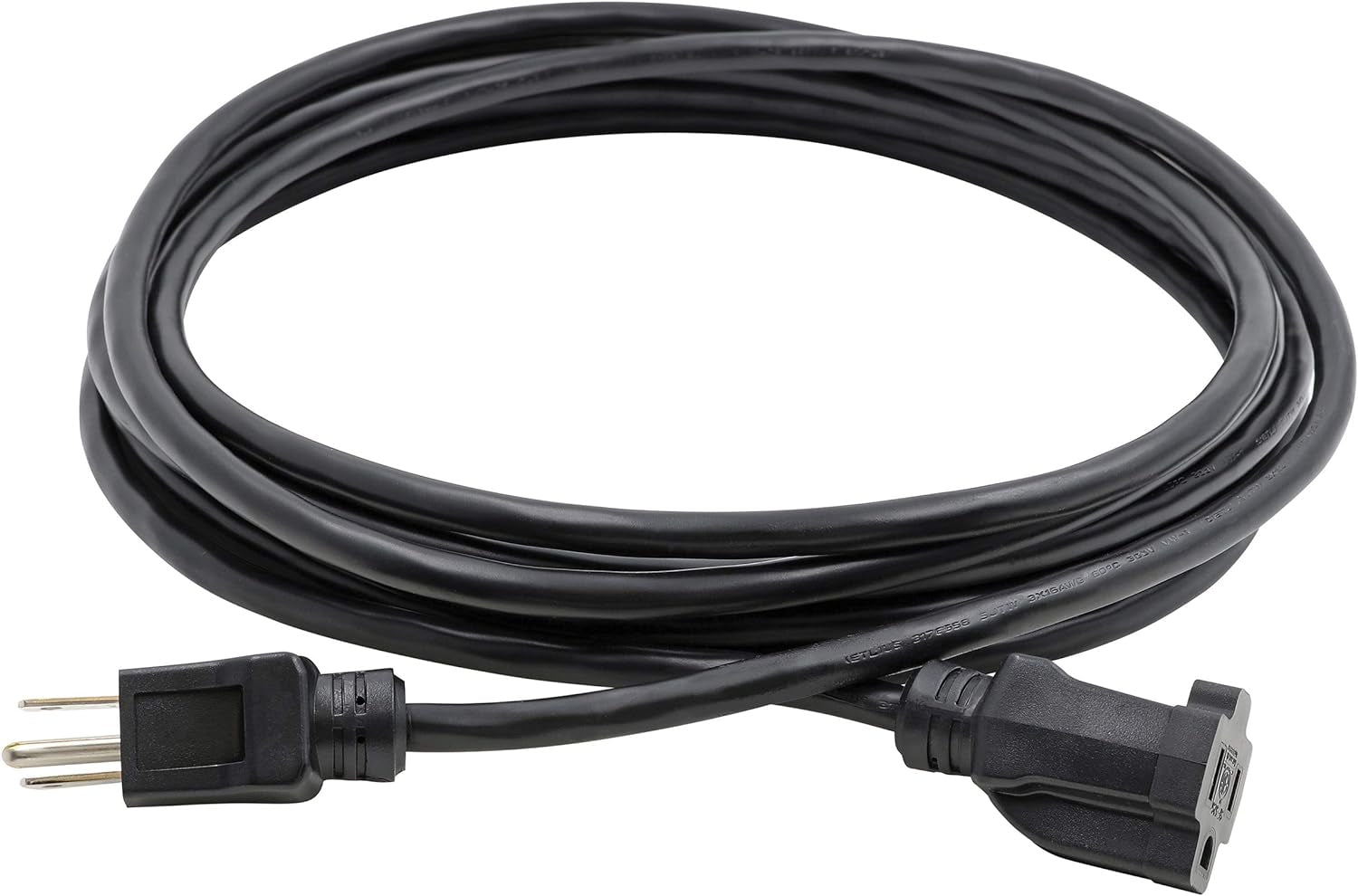 8 Ft Indoor/Outdoor Extension Cord 16/3 SJTW, Black, Water & Weather Resistant, Flame Retardant, 3 Prong Grounded Plug, CP10122