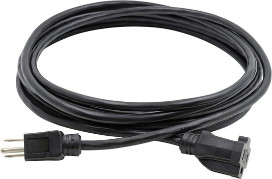 8 Ft Indoor/Outdoor Extension Cord 16/3 SJTW, Black, Water & Weather Resistant, Flame Retardant, 3 Prong Grounded Plug, CP10122