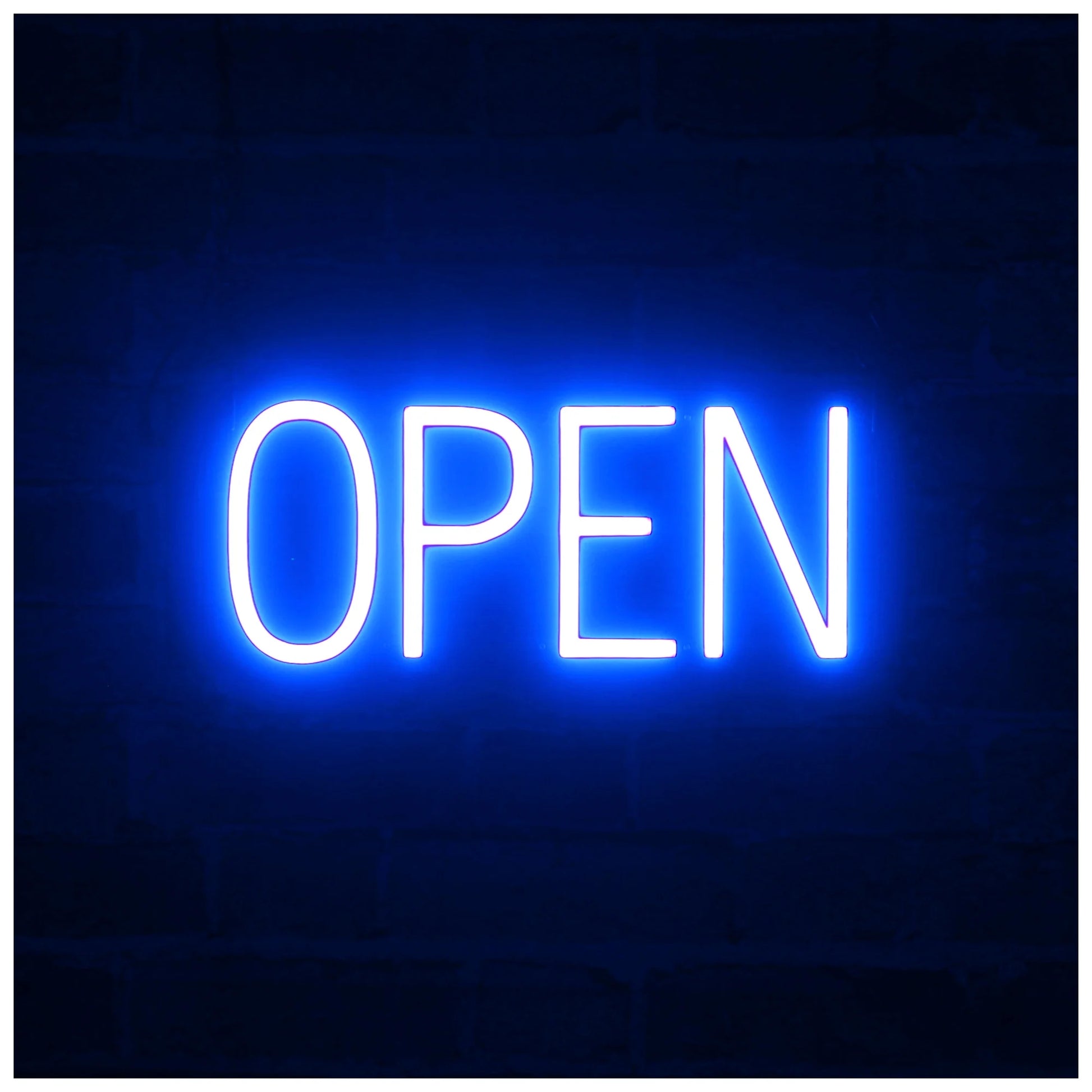 OPEN LED Sign for Business. 16.5" X 6.3" Blue OPEN Sign Has Neon Sign Look with Energy Efficient LED Light Source. Visible from 500+ Feet, 8 Animation Settings.