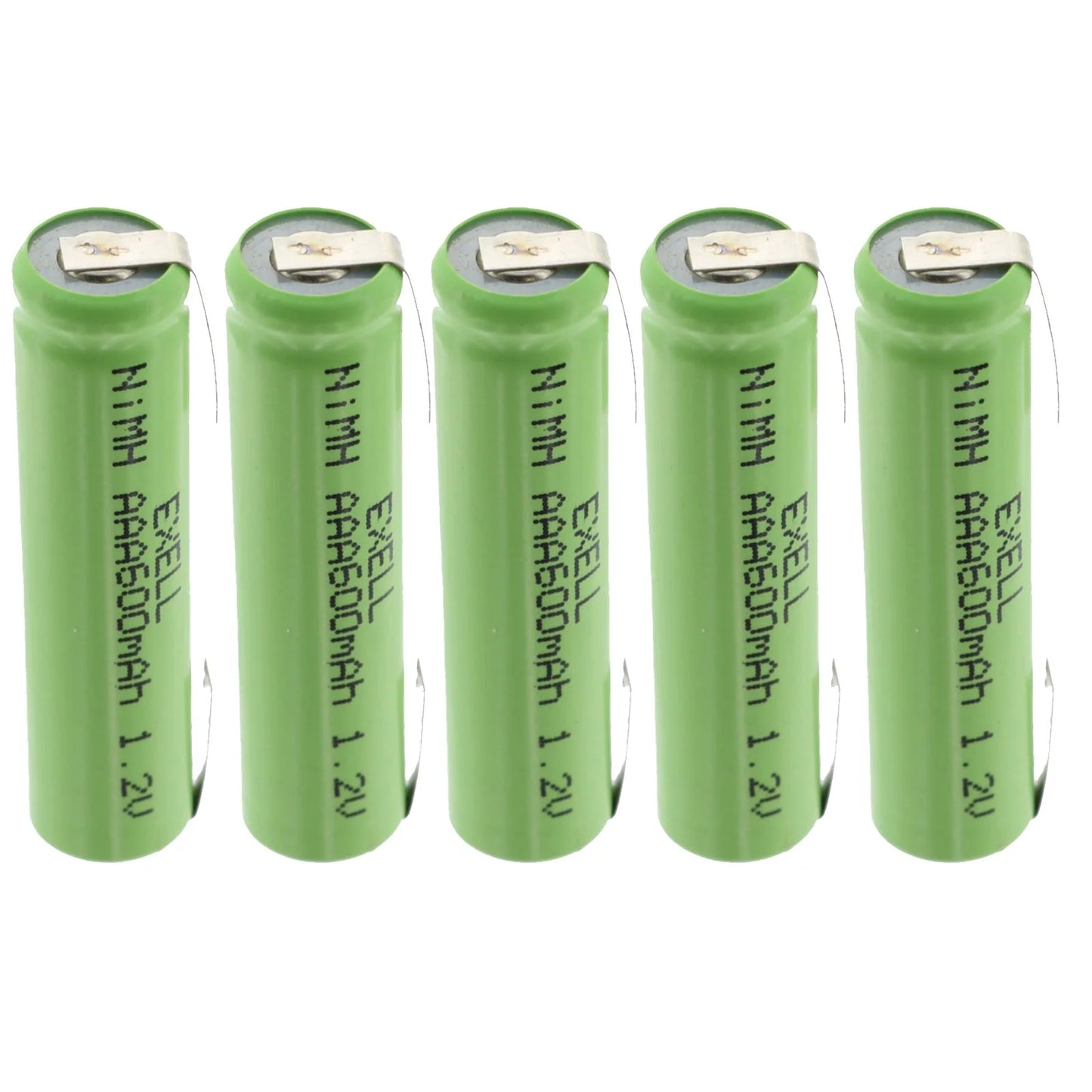 5X Exell 1.2V NIMH AAA 600Mah Rechargeable Batteries W/ Tabs