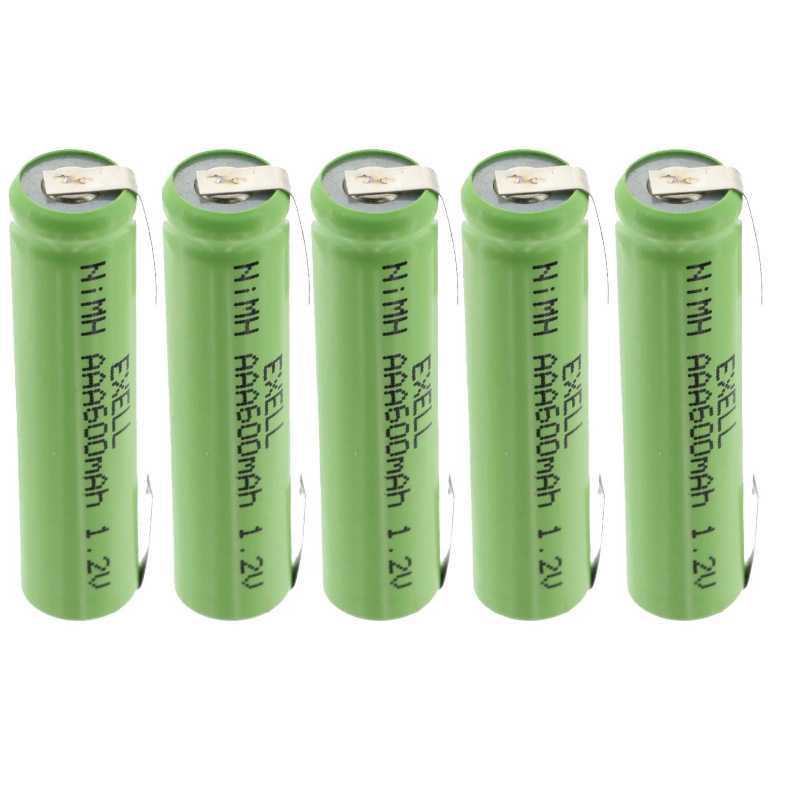 5X Exell 1.2V NIMH AAA 600Mah Rechargeable Batteries W/ Tabs