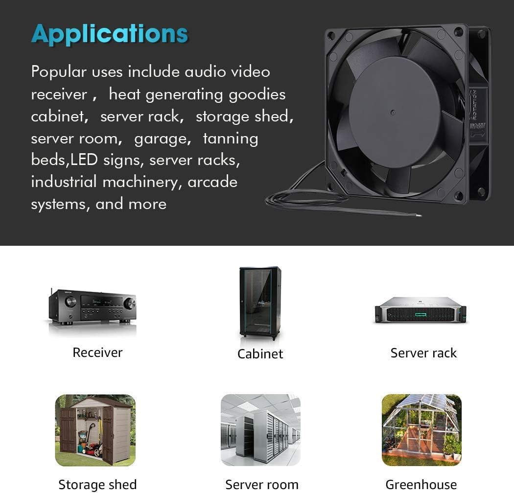 AC Axial Fan 110V 120V 80Mm X 25Mm Ventilation Exhaust Fan with AC Plug, for DIY Cooling Projects