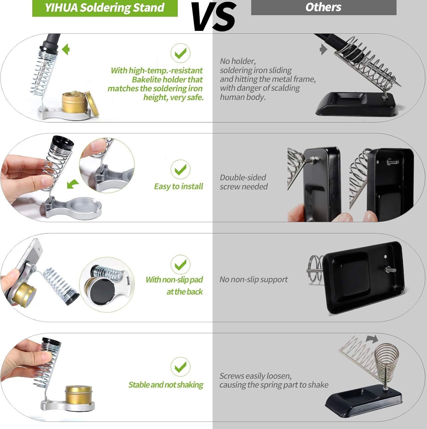 947-III Soldering Iron Kit with Temperature Stabilization, On-Off Switch: 60W Portable Soldering Iron Kit with Soldering Iron Holder, Tip Cleaner, Cleaning Sponge, 110V US Plug