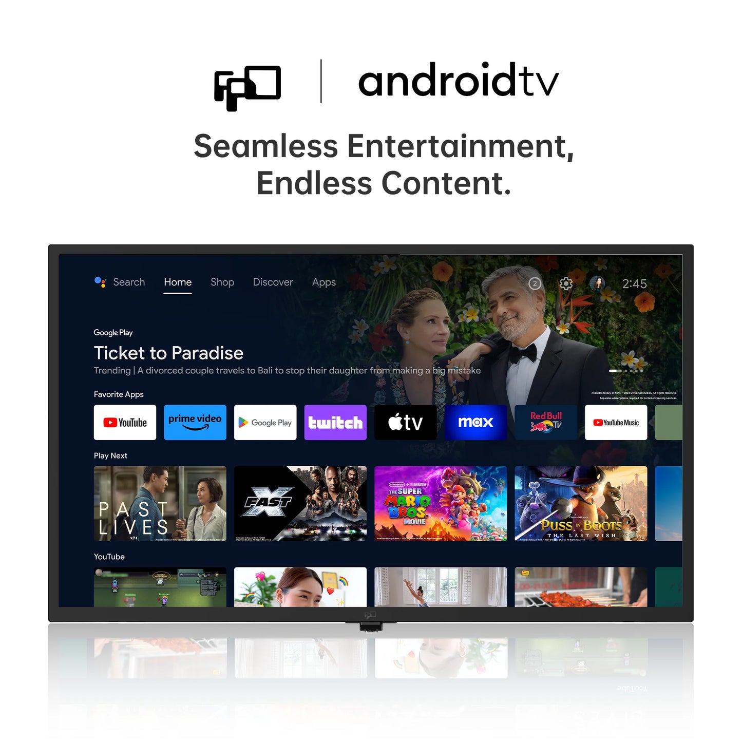 32 Inch Smart TV, HD Android TV with Google Play Built in Chromecast, Dolby Audio, Hdr 10, Flat Television with Assistant Voice Control