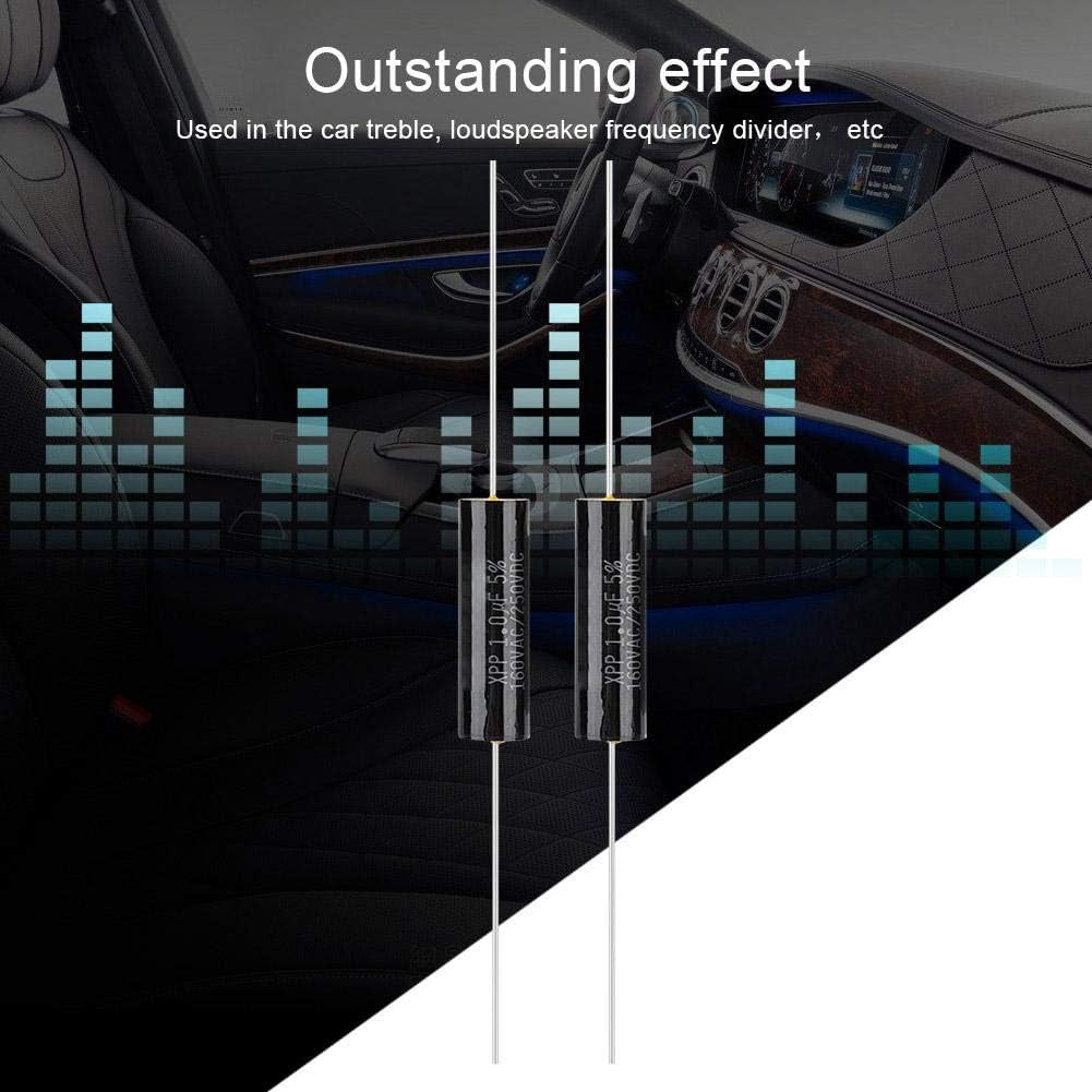 2PCS Capacitor Frequency Divider Capacitance Audio Speaker Capacitor with Pure Copper Wire Pins(1Uf)