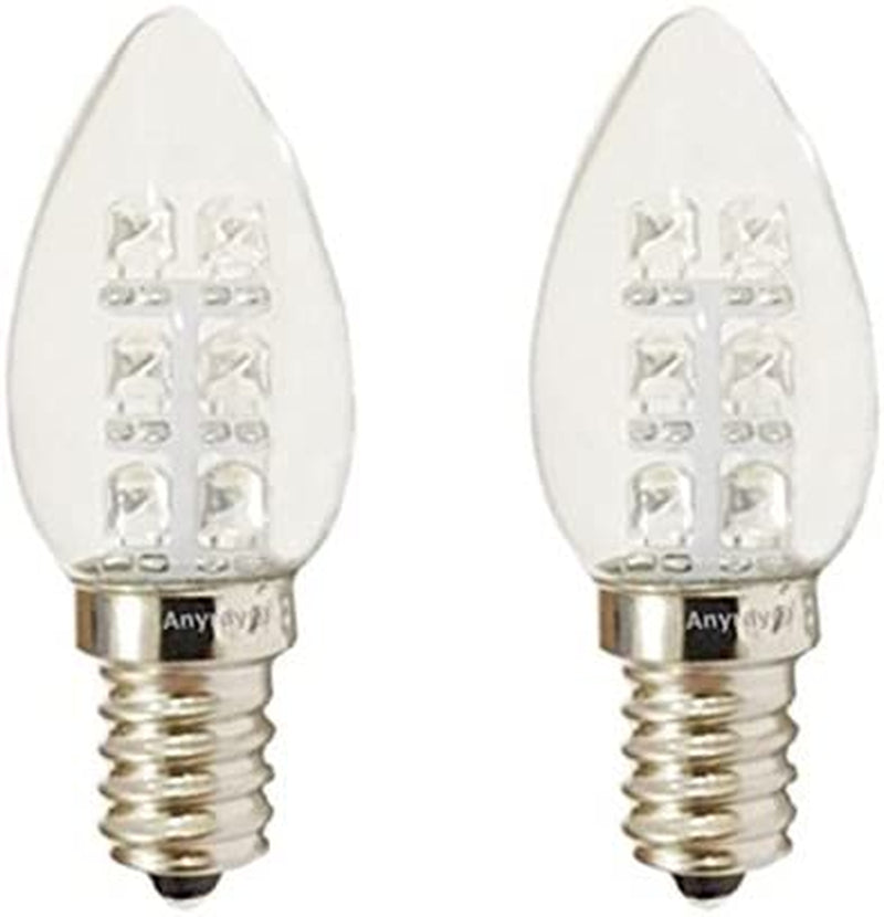 (2-Bulbs A-C7E12LCW LED Night Light 0.5 Watt C7 (4W 5W 7W Replacement) E12 Candelabra Base 110V Color 120V (Cool White)