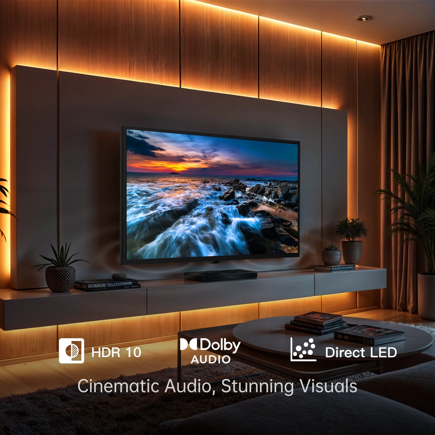 32 Inch Smart TV, HD Android TV with Google Play Built in Chromecast, Dolby Audio, Hdr 10, Flat Television with Assistant Voice Control