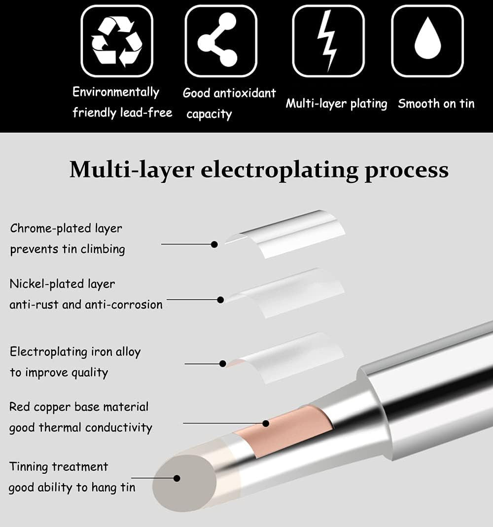 900M-T Soldering Iron Tips Solder Iron Replacement Tip Soldering Bits Compatible with Hakko, Radio Shack, Atten, Quick, Aoyue, Yihua, Vastar Soldering Station, Welding Equipment & Accessories
