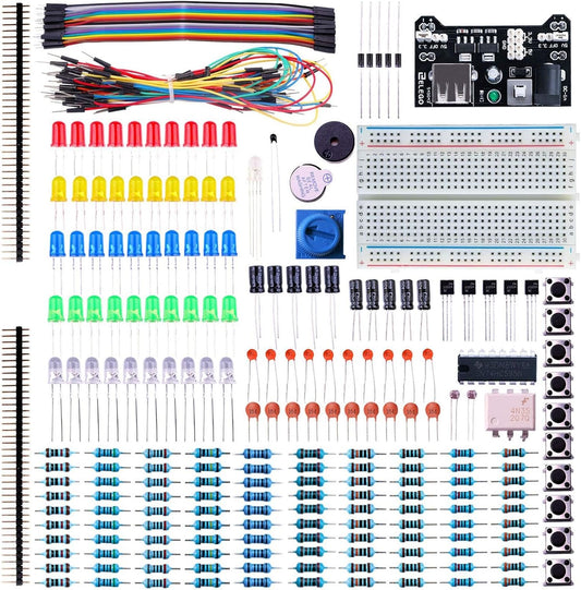 Electronic Fun Kit Bundle with Breadboard Cable Resistor, Capacitor, LED, Potentiometer Total 235 Items for Arduino