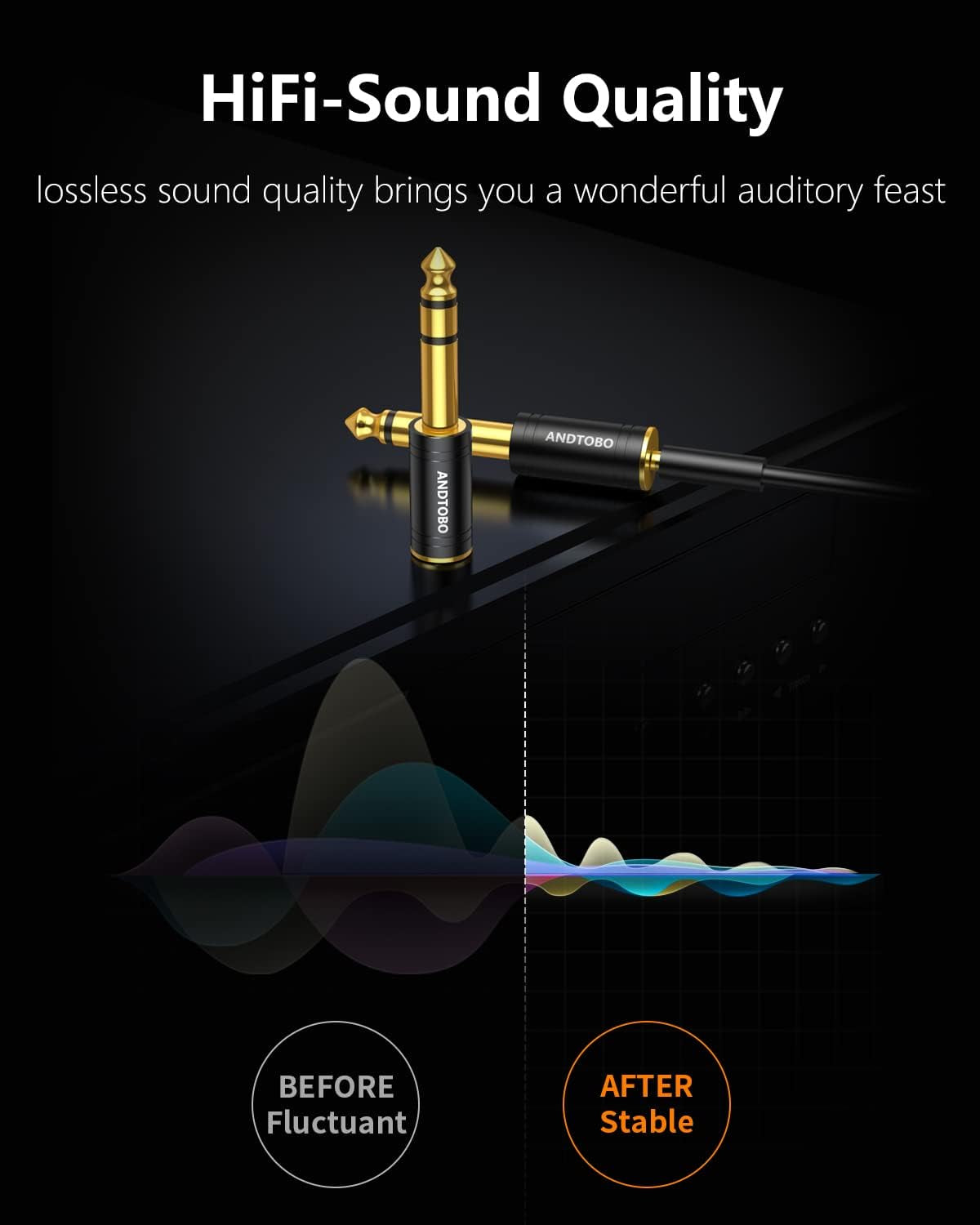 1/4 Inch Male to 3.5Mm Female Stereo Audio Jack Pure Copper Adapter for Headphone, Amp, 2 Pack-Black