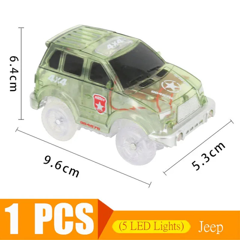 5.4Cm Magical Electronics LED Car Toys with Flashing Lights Educational Toys Electronics Glow Car Lights Glowing Racing Toy
