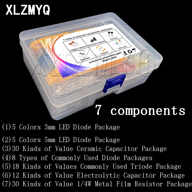 Electronic Components Kits Metal Film Resistor Assortment Kit Led Diodes Electrolytic Capacitor Ceramic Set Transistor Pack Diy