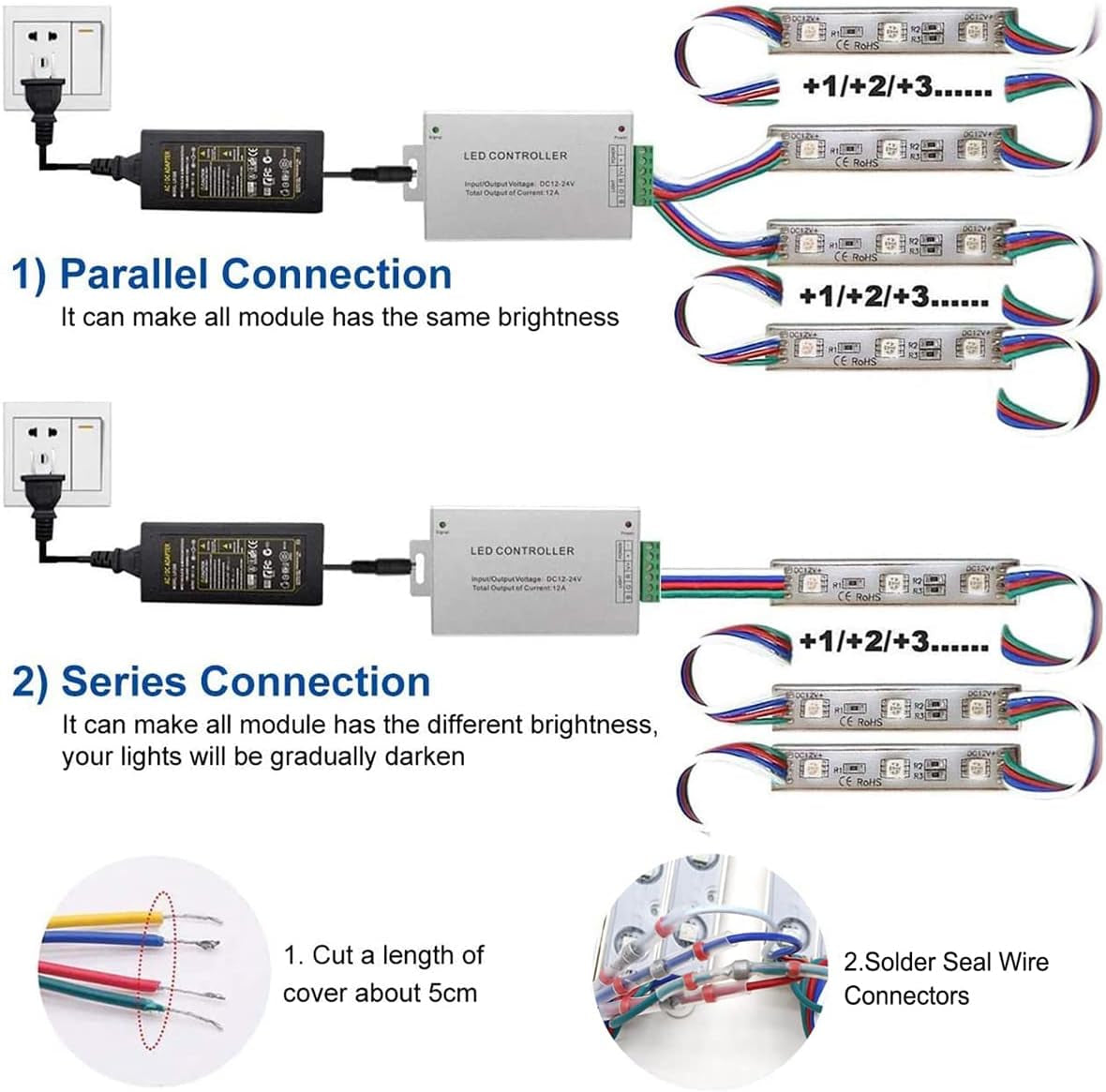 LED Storefront Lights for Business Waterproof Decorative Light for Advertising Letter Signs 4 Set 5050 SMD Window Strip 40Ft 80 Pieces LED Module Lights