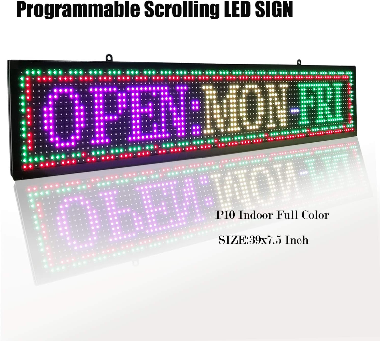 Programmable LED Sign P10 LED Display 39" X 7.5" Full Color Programmable Message Board with High Resolution LED Scrolling Display for Advertising