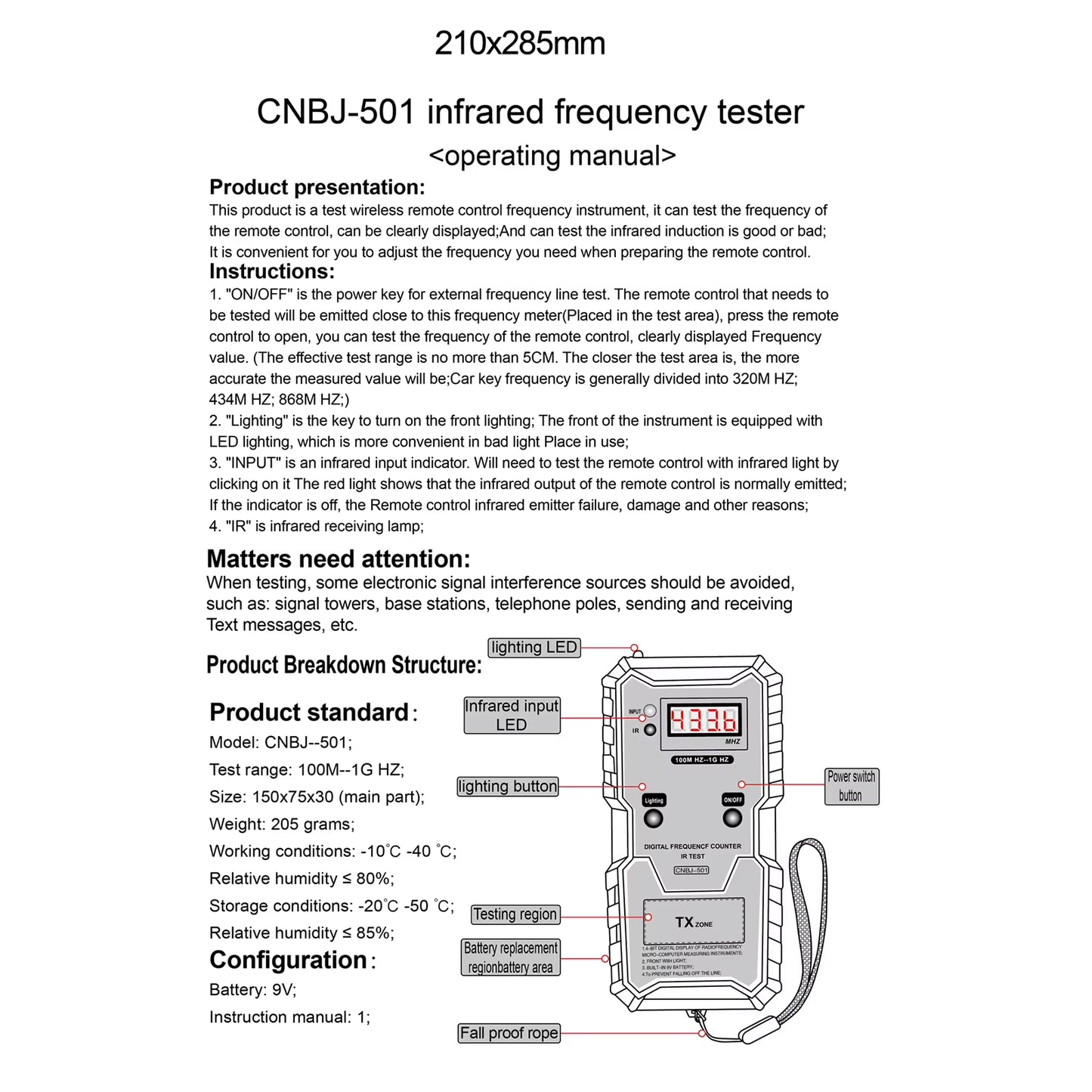 IR Infrared Frequency Tester Wireless Remote Control Frequency Tester Auto Key Frequency Tester Car Key Frequency Tester