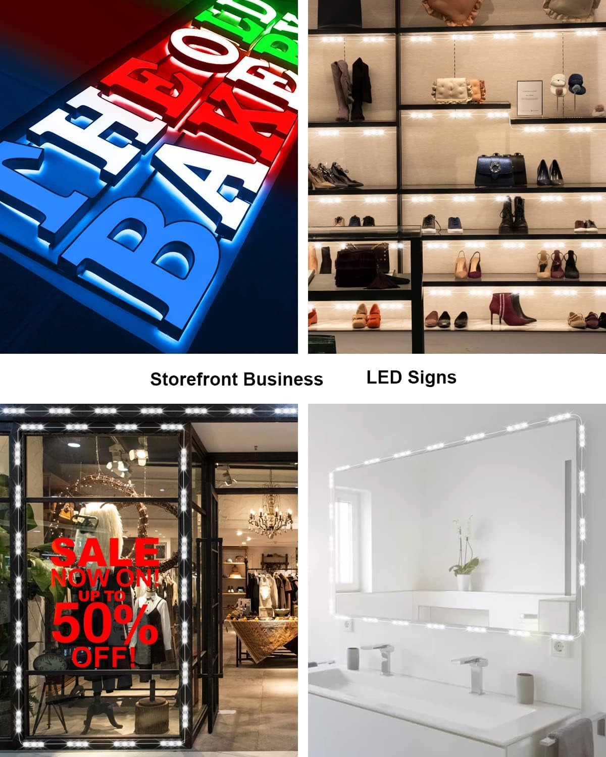LED Storefront Lights for Business Waterproof Decorative Light for Advertising Letter Signs 4 Set 5050 SMD Window Strip 40Ft 80 Pieces LED Module Lights